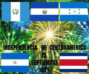 yapboz Orta Amerika Bağımsızlık, 15 Eylül 1821. Guatemala, Honduras, El Salvador, Nikaragua ve Kosta Rika modern ülkelerde İspanya'dan bağımsızlığını Anma